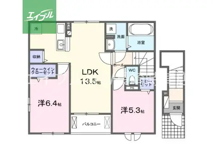 長崎本線 道ノ尾駅 徒歩21分 2階建 新築(2LDK/2階)の間取り写真