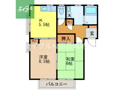 ディアスD(2K/2階)の間取り写真