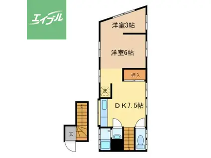 ハンプトンガーデン油木(ワンルーム/2階)の間取り写真