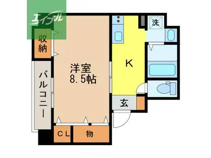 ヒルズ次男坊(1K/4階)の間取り写真