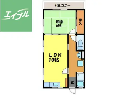 扇町ビル(1LDK/3階)の間取り写真
