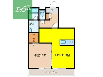 プレディアコート平野町(1LDK/2階)の間取り写真