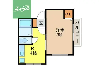 カリーナトレピアニ(1K/2階)の間取り写真