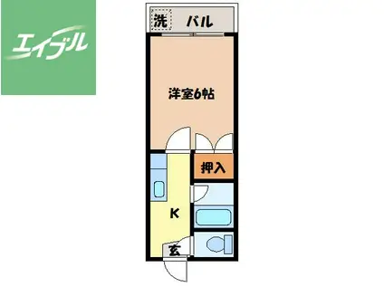 ラブリーⅡ(1K/1階)の間取り写真