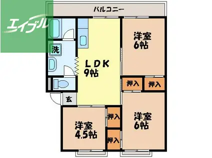 昭和グリーンハイツ(3LDK/1階)の間取り写真