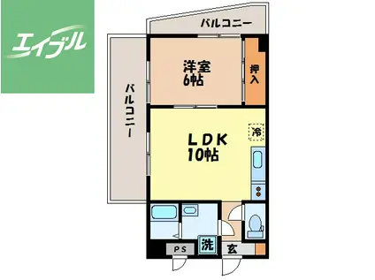 三愛ビル9(1LDK/10階)の間取り写真