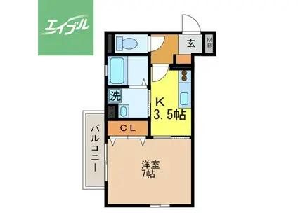 エスペランサ本原(1K/1階)の間取り写真