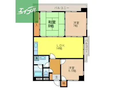 サンシャイン住吉(3LDK/5階)の間取り写真