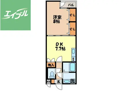 アールグレイ扇町(1DK/3階)の間取り写真