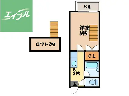 サンパール三原A棟(1K/2階)の間取り写真