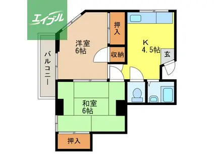 Qマンション(2K/2階)の間取り写真