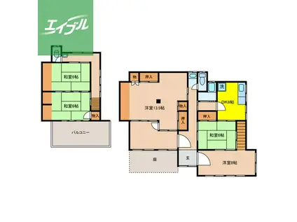 長崎本線 西浦上駅 徒歩10分 2階建 築68年(5DK)の間取り写真