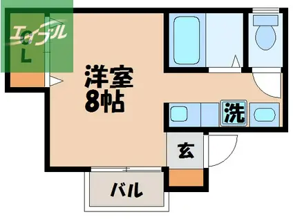 F・西北(ワンルーム/1階)の間取り写真