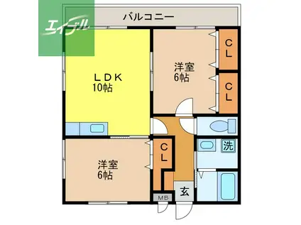 アビタシオン昭和(2LDK/2階)の間取り写真