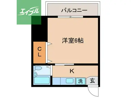 プライムマンション江里町(1K/2階)の間取り写真