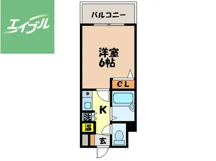 グランピアマンション長崎(1K/9階)の間取り写真