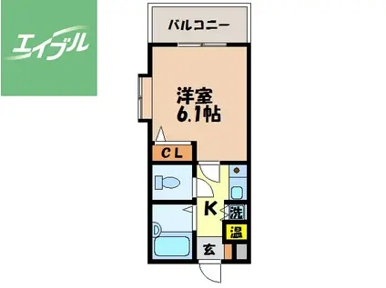 グランピアマンション長崎(1K/2階)の間取り写真