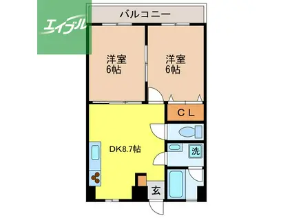 サントスビル(2DK/4階)の間取り写真