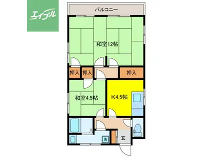 松尾ビル(2K/2階)の間取り写真