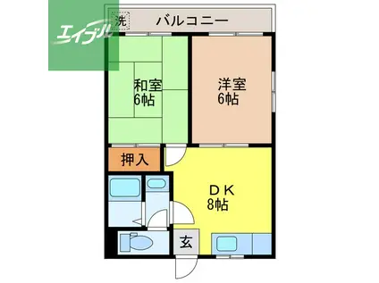 川平インターマンション(2DK/2階)の間取り写真