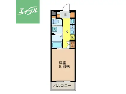 RESIDENCE平和(1K/2階)の間取り写真
