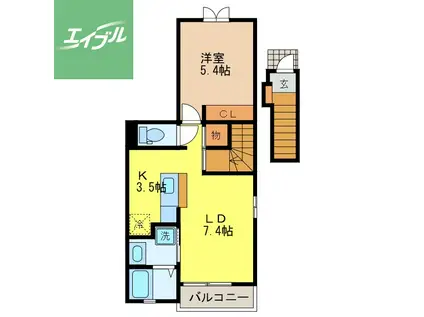 ソーレMTS(1LDK/2階)の間取り写真