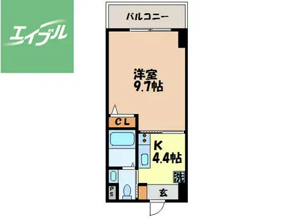 レジュイール花丘(1K/4階)の間取り写真