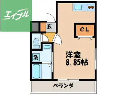 ニューコンフォート平野町(ワンルーム/2階)の間取り写真