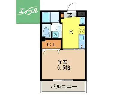 RESIDENCE家野(1K/1階)の間取り写真