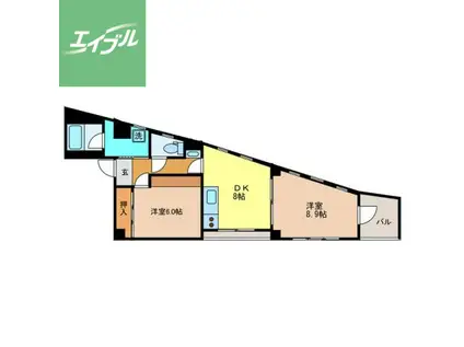 リバーサイド西山(2DK/4階)の間取り写真