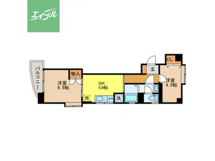 タウンコート中町(2DK/2階)の間取り写真