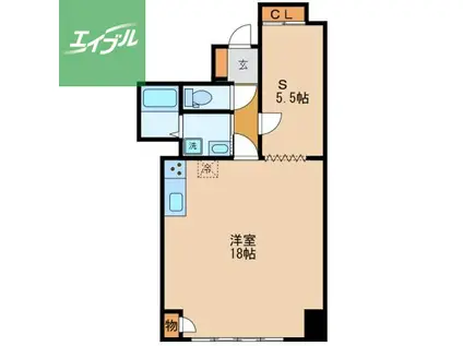 ドエル宝栄(ワンルーム/2階)の間取り写真