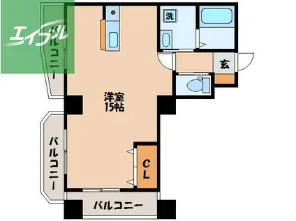 長崎電軌本線 平和公園駅 徒歩7分 5階建 築20年(ワンルーム/2階)の間取り写真