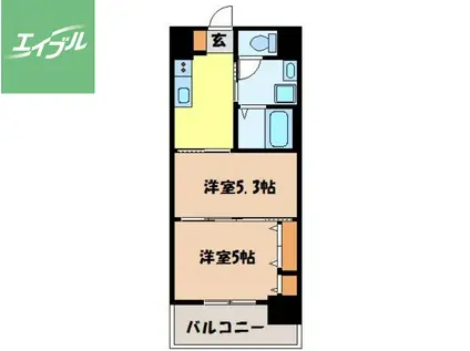スカイコート西山(2K/4階)の間取り写真