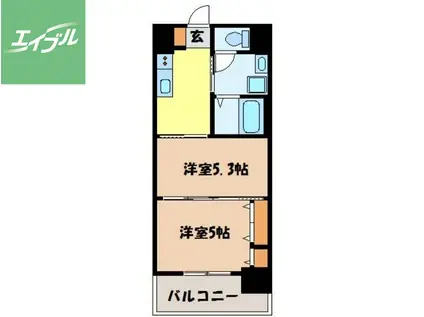 スカイコート西山(2K/9階)の間取り写真