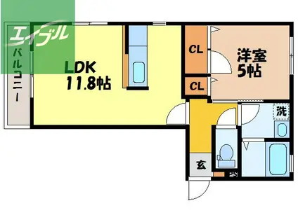 リュミエール(1LDK/2階)の間取り写真