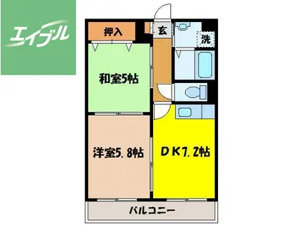 アミティインレット(2DK/1階)の間取り写真