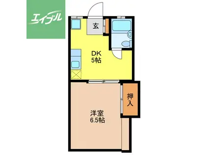 ヒルサイド西山(1DK/1階)の間取り写真