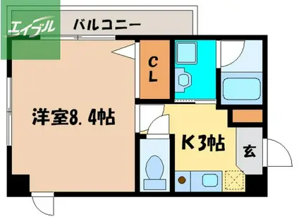 グリーンコート樺島(1K/3階)の間取り写真