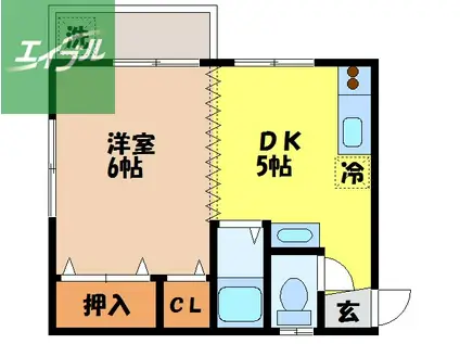 コーポウエストヒル(1DK/1階)の間取り写真