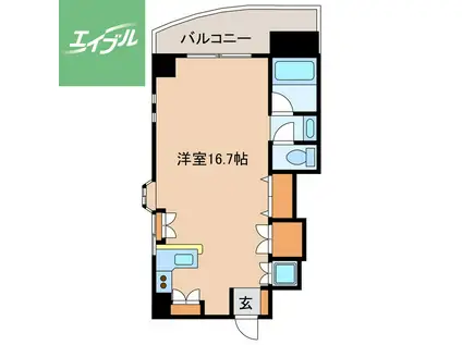 ドエル梁川(ワンルーム/3階)の間取り写真