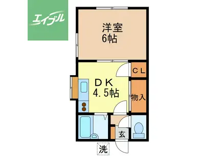 コーポビュー坂本(1DK/2階)の間取り写真