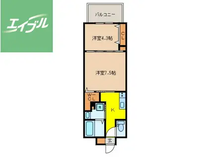 サンロージュ浦上駅前(2K/2階)の間取り写真