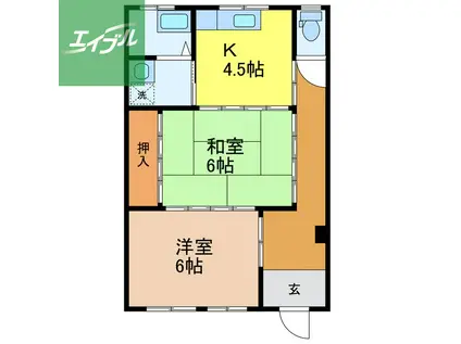 松尾ビル(2K/1階)の間取り写真