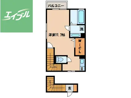 カーサアレテオ(ワンルーム/2階)の間取り写真