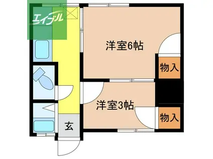 葉山ビル(2K/3階)の間取り写真