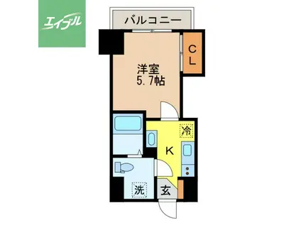 アミティ活水(1K/5階)の間取り写真