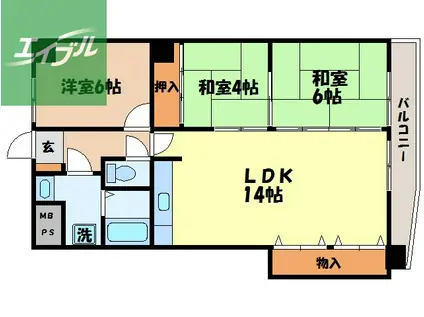 サンロード富士(3LDK/4階)の間取り写真