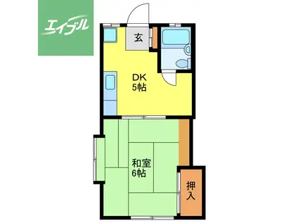 ヒルサイド西山(1DK/2階)の間取り写真