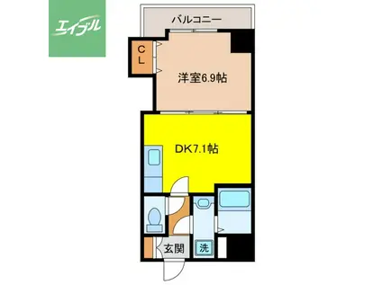 エススリーでじま(1DK/6階)の間取り写真